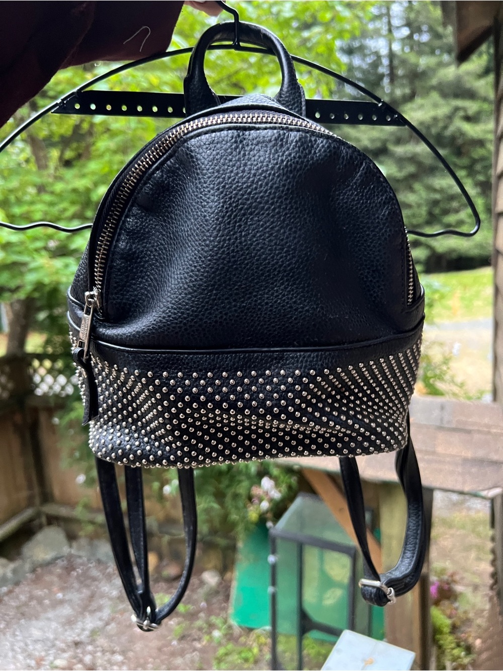 Steve Madden Black Studded Mini Backpack Leather Shoulder Bag